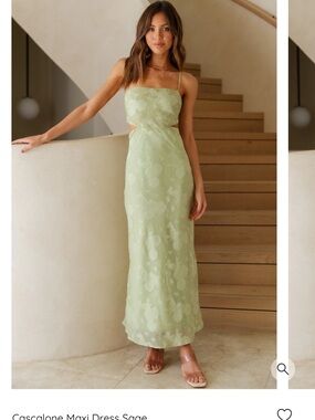 Sage Floral Cutout Maxi Dress with Spaghetti Straps